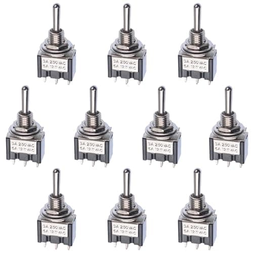 Image of 10 x Mini Momentary (On)-Off-(On) Toggle Switch SPDT 3A 250VAC Hobby Model Railway DIY