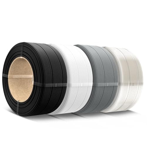 Image of SUNLU 500g PLA Refill Filament 1.75mm, Refill PLA 3D Printer Filament Suitable for Bambu Lab Filament and SUNLU Reusable spools, 0.5kg per Spool, 4 Pcs, 4 Colors, Black+White+Grey+Transparent