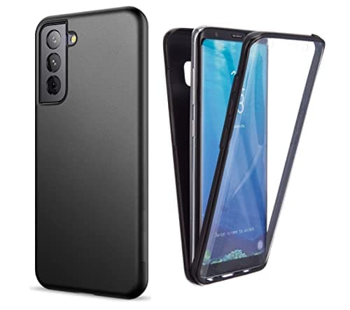 Image of NWNK13 For Samsung Galaxy S22 Case Crystal Clear Slim Fit Front & Back 360° Case Built-in Screen Protector Transparent Full Body Silicone Gel Mobile Phone Cover for Samsung S22 5G (Clear) (Black)