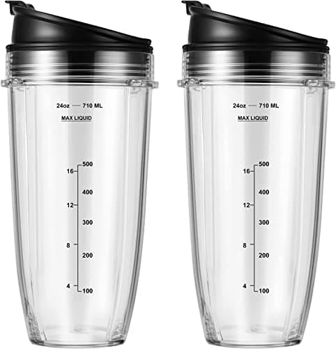 Image of 2-Pack 24oz Ninja Blender Cups with Sip & Seal Lid Blender Replacement Parts Compatible with Nutri Ninja Auto IQ Series Blenders BL450 BL454 BL456 BL480 BL481 BL482 BL490 BL640 BL642 BL682