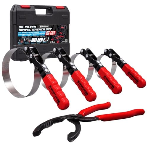Image of Spurtar Swivel Oil Filter Wrench Set of 5 Adjustable Wrench 68.85-133.35mm Universal Oil Filter Removal Tool for Auto Repair Mechanics DIY Generator Small Engine
