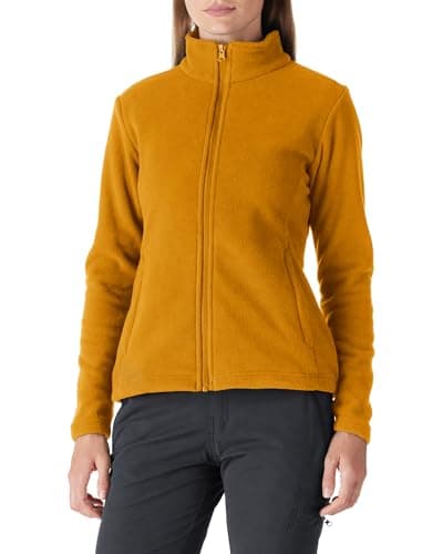 Image of Outdoor Ventures Womens Fleece Jackets Ladies Lightweight Warm Full Zip Coat Soft Outerwear Running Jacket With 4 Large Pockets Ginger XL