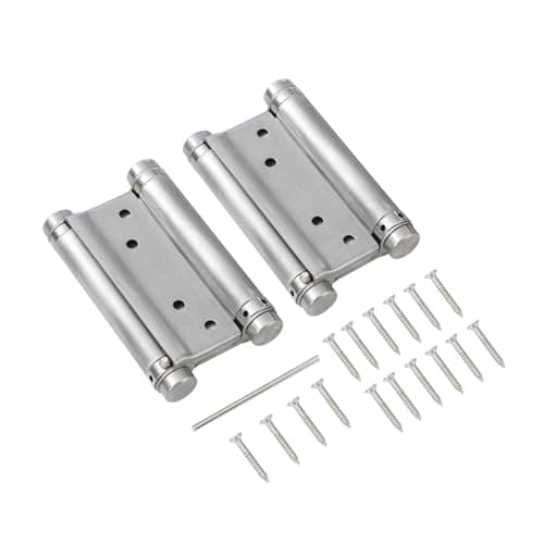 Image of KATSU Tools 3″ Double Action Spring Hinges (75mm), 2 Pack with Screws – Stainless Steel Self-Closing Swing Door Hinges for Saloon, Cafe, Kitchen & Garden Doors, Model 54611030