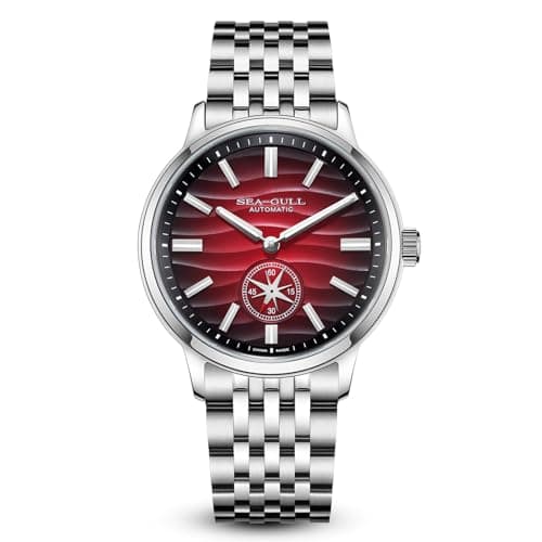 Image of SEA-GULL Men’s Automatic Mechanical Watch - Polaris Sub Dial, Seagull ST17 Movement, Luminous Hands, Sapphire Crystal, 316L Stainless Steel, Water Resistant, 6180 (Lava Red)