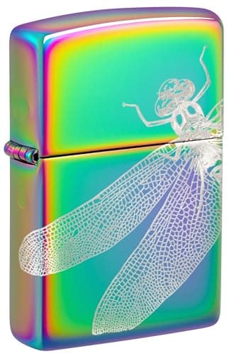 Image of Zippo Windproof Lighter, Dragonfly Design – Multi-Colour, Photo Image 360° – Refillable, Reusable, Windproof Design – Comes in Gift Box – Made in USA