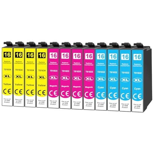 Image of Yowell 12 x 16XL Printer Cartridges Compatible with Epson 16 16XL Colour Printer Cartridges for Workforce WF-2760 WF-2630 WF-2510 WF-2660 WF-2750 WF-2650 WF-2540 WF-2530 WF-2520