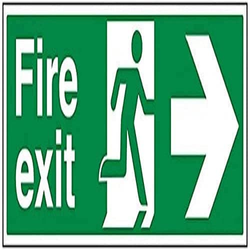 Image of V Safety Fire Exit Arrow Right Sign - 600mm x 200mm - Self Adhesive Vinyl