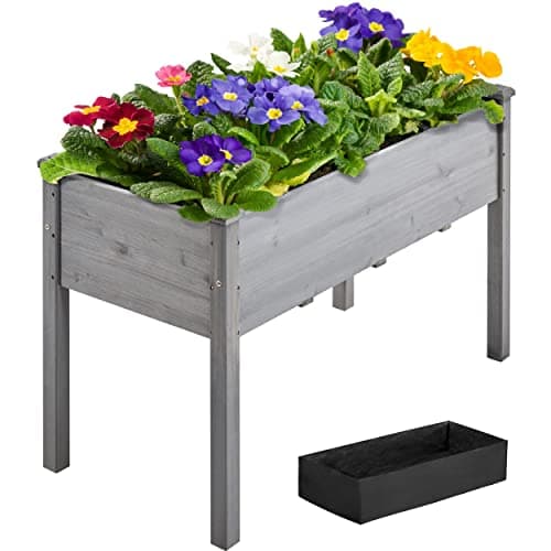 Image of Yaheetech 1Pcs Raised Garden Bed Fir Wood Elevated Planter Box Rectangle Planting Raised Bed Stand Pot Outdoor Planter for Vegetable/Flower/Herb, 120.5 x 59 x 76cm, Grey