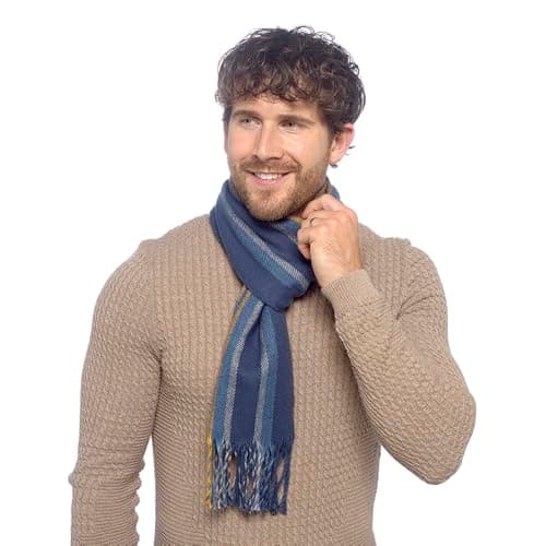 Image of Undercover Mens Stripe Scarf GL1302 Blue/Yellow/Navy