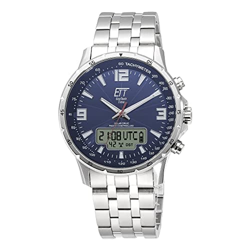 Image of ETT Eco Tech Time Radio Solar World Time Men's Watch Chronograph with Stainless Steel Strap EGS-11552-31M, Bracelet
