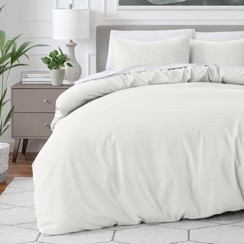 Image of Bare Home Duvet Cover Set Emperor Size - Premium 1800 Ultra-Soft Duvet Cover Set - Lightweight - Cooling Duvet Cover - Bed Duvet Cover with 2 Pillowcases (Emperor, Cream)