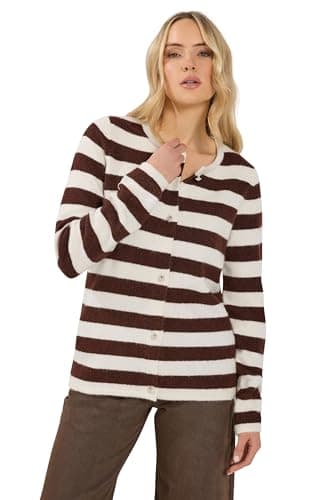 Image of Long Tall Sally - LTS Tall Chocolate Brown Stripe Knitted Cardigan - Women's