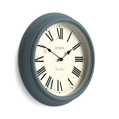 Image of Jones Clocks® Venetian wall clock | Classic round clock | 30cm | Blue | Roman numerals | Traditional design ideal for kitchen, living room or bedroom