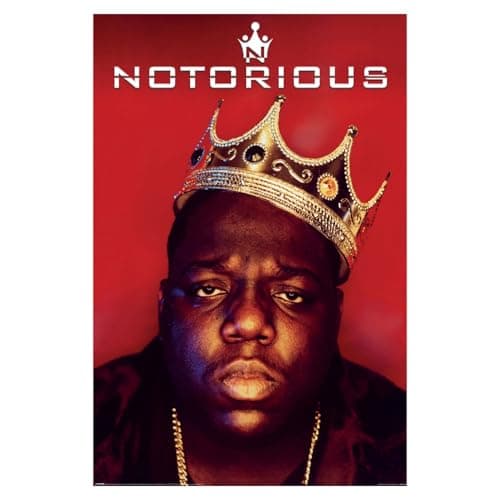 Image of Pyramid International Notorious B.I.G. Poster with Crown, Red and Gold, 61 x 92 cm, Hip-Hop Classic Poster