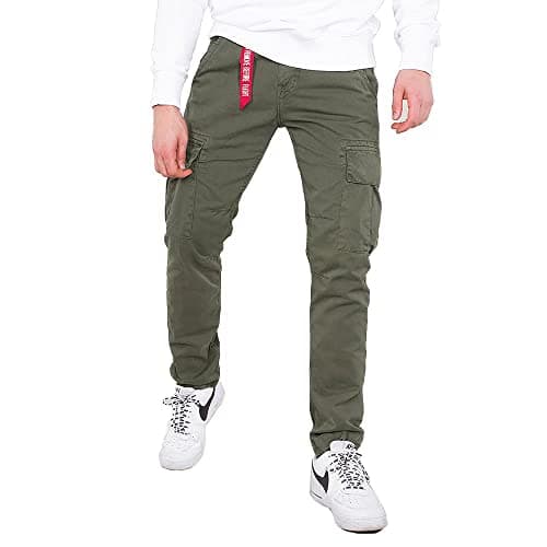 Image of Alpha Industries Mens Agent Casual Trousers Pants, Dark Olive, 32 UK