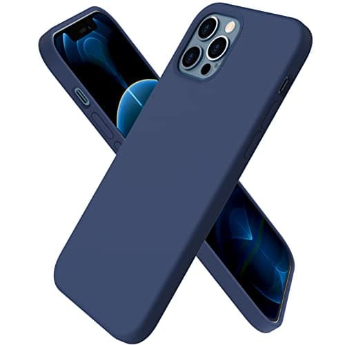 Image of ORNARTO Compatible with iPhone 12 Case 6.1 and iPhone 12 Pro Case, Slim Liquid Silicone 3 Layers Full Covered Soft Gel Rubber Case Cover 6.1 inch-Navy Blue