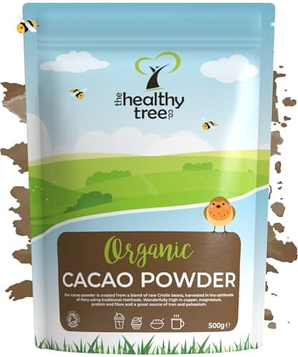 Image of Organic Raw Cacao Powder by TheHealthyTree Company for Yoghurt, Smoothies & Baking - High in Protein, Magnesium, Fibre and Potassium - Sugar Free, Vegan Cacao Powder (500g)