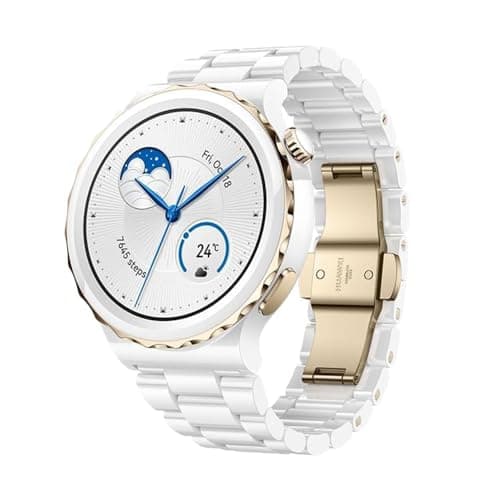 Image of HUAWEI Watch GT 3 Pro - Smartwatch - 43mm - Gold Bezel White Ceramic case- White Ceramic Strap (Renewed)