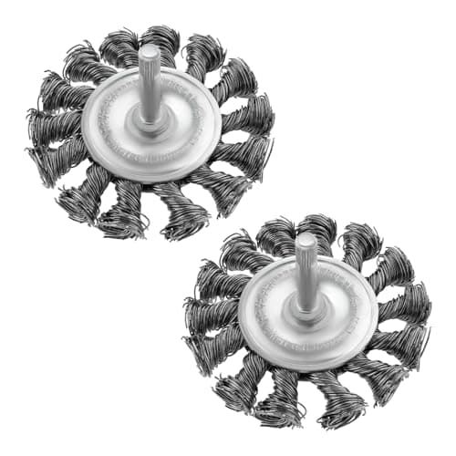 Image of eMagTech 2pcs Twist Knot Wire Wheel Brush for Drill Shank Mounted 6mm Rotary Steel Twist-Knot Wheel Cup Brush 75mm for Rust Removal Corrosion Paint