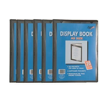 Image of 6 A5 Display Book Presentation Folder 20 Pocket - Black