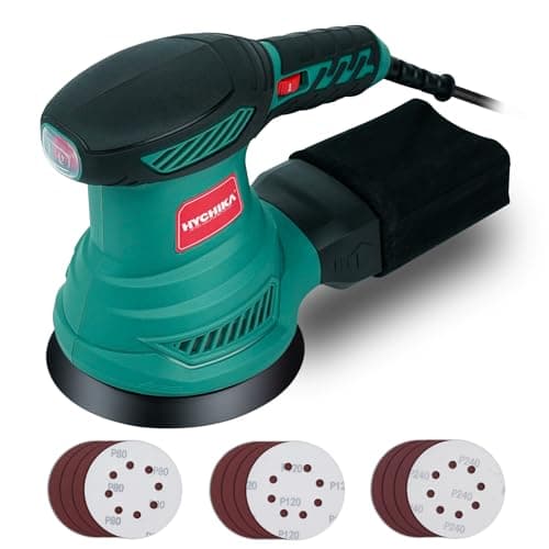 Image of HYCHIKA 300W Orbital Sander, 6 Speed 6000-13000 OPM Electric Sander with 12pcs 125mm Sanding Discs, with Dust Collector