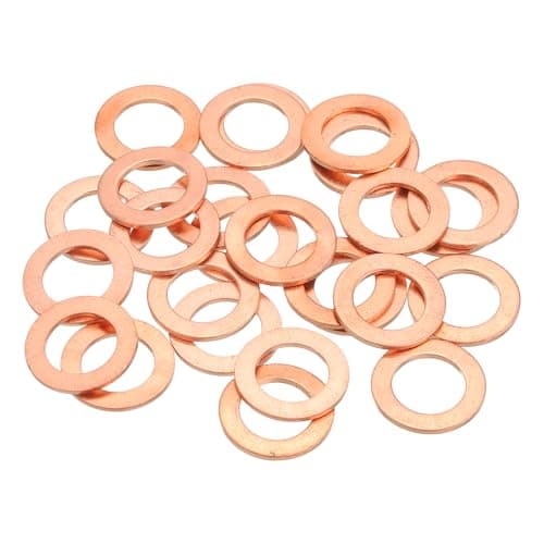 Image of sourcing map 18Pcs Flat Washer, M10 Copper Washers Copper Sealing Ring Crush Washer Kit Assortment, 10mm ID, 16mm OD, 1.5mm Thick for Bolts Screws Machinery Repair
