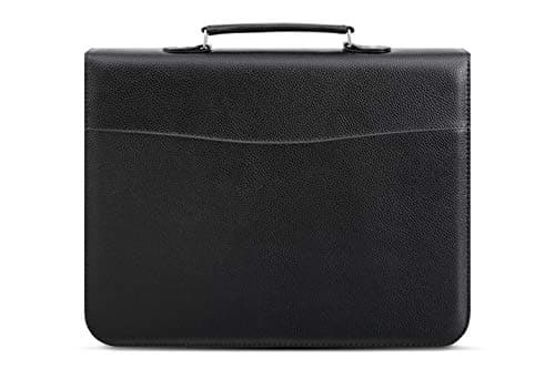 Image of Arpan A4 Zipped Business Executive Conference Folder with Calculator/Ring Binder Portfolio (+ A4 100 Punched Pocket/Sleeves) Black
