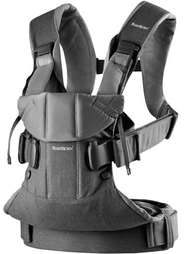Image of BabyBjörn Baby Carrier One, Woven, Denim Grey/Dark Grey