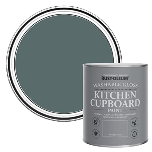 Image of Rust-Oleum Green Kitchen Cupboard Paint in Gloss Finish - Deep Sea 750ml