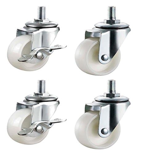 Image of Qty. 4 x 40mm Nylon Swivel Castors with Brakes - Furniture, Appliance & Equipment Small Wheels by Bulldog Castors - Max 100Kg Per Set