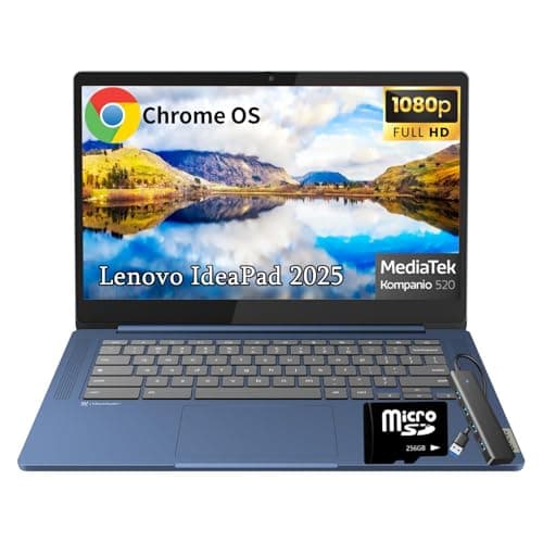 Image of Lenovo IdeaPad Slim 3 Chromebook 2025, MediaTek Kompanio 520, 14″ FHD Display (1920 x 1080), Chrome OS, 4GB LPDDR4X, 320GB Storage (64GB eMMC+256 GB MSD), Wi-Fi 6, for Business Student, w/Accessories