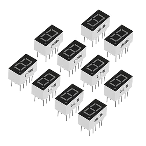 Image of PATIKIL LED Display Digital Tube, 10 Pack Common Anode 7 Segment 10 Pin 1 Bit 2.1V 0.36" Digit Height LED Display Module for Electronic Driver Board, Red