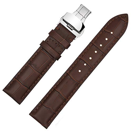 Image of 20mm Genuine Leather Deployment Buckle Clasp Watch Band Strap for Bulova Accutron II 97B128 Dark Brown