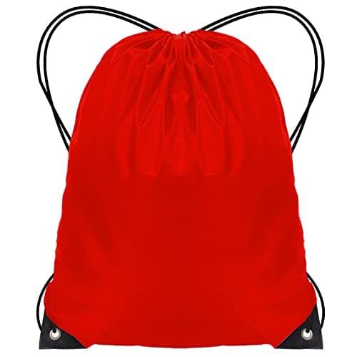 Image of JFmall Drawstring Bags, Swim PE Bags Drawstring Gym Bag for Kids Adults String Swimming Sports Bag for School Sports Swimming Gym Travel Red