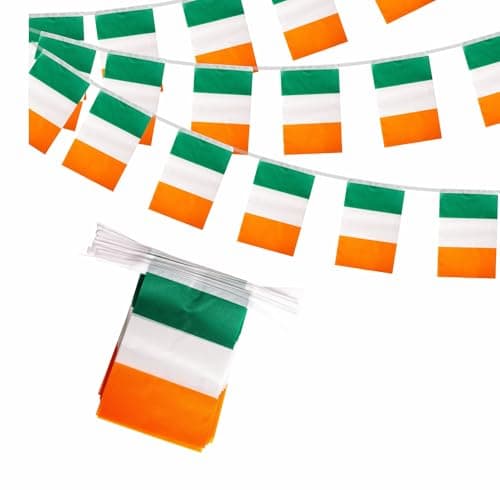 Image of Ireland Flags BuntingSt. Patrick's Day Party Decorations 10m 30pcs Double Sided Ireland Bunting, St. Patrick's Day Bunting Bunting Banner for Six Nations Rugby Euro World Cup Football Party Street