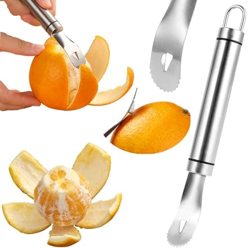 Image of GZMAISULEE Stainless Steel Orange Peeler Easy and Quick Peeling Long Handle Orange Citrus Peeler Tool Triangle Shovel and Serrated Shovel Orange Peeler Creative Kitchen Gadgets