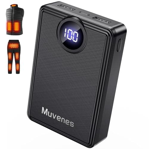 Image of Muvenes Heated Vest Battery Pack, Portable Power Charger 12000mAh 5V/2A Power Bank with LED Display, Compatible with Soleilwear USB Heated Clothing - No for 7.4V DC Heated Devices