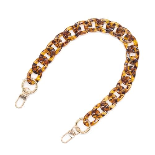 Image of Long Keeper Acrylic Purse Strap Women Replacement Leopard Print Bag Chain Chunky 15.7 inch DIY Bag Straps for Handbag Clutch (Leopard)