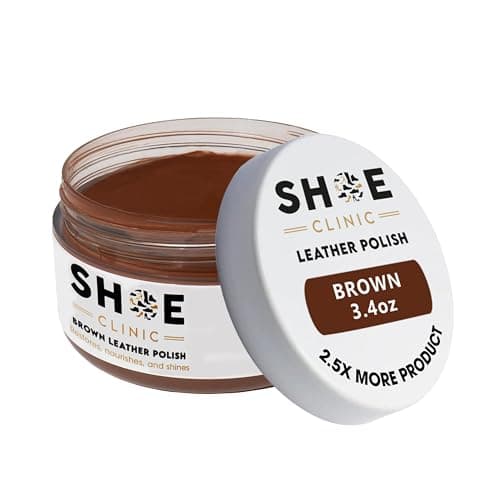 Image of Shoe Clinic Leather Shoe Polish | For Polishing Boot, Shoes & Footwear | Restore Natural Colour & Shine | Polishes in Neutral, Clear & Colours (Brown) | 100ml