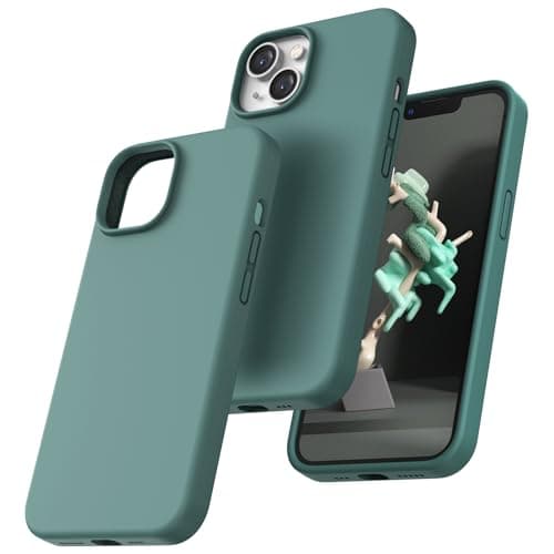 Image of TOCOL Silicone for iPhone 14 Case 6.1-Inch, Liquid Silicone Multi-Color Slim Silky-Soft Touch Anti-Scratch Shockproof Protective Phone Cover, Midnight Green