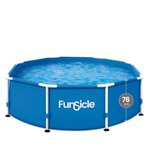 Image of "Funsicle 8ft x 30in Above Ground Activity Pool, Outdoor Round Swimming Pool Ideal for up to 4 people, Family Pool Includes Repair Patch, 2.44m x 76cm - Blue"