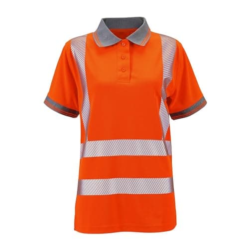 Image of Hi Vis Polo Shirt Ladies Reflective High Visibility Viz Women Workwear | Short & Long Sleeve Orange