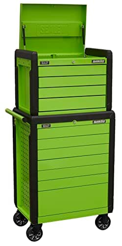 Image of Sealey 11 Drawer Push-To-Open Topchest & Rollcab Combination/Tool Chest on Wheels - Green - APPDSTACKG