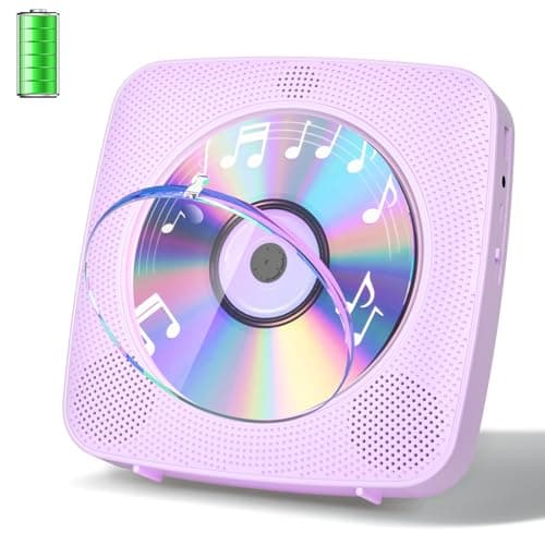 Image of Gueray Desktop CD Player Bluetooth CD Players with Speakers for Home 1800mAh Rechargeable Battery Portable CD Player with AUX USB Headphone Jack FM Radio with LCD Display for Kids Gift (Purple)