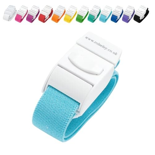 Image of ROLSELEY Quality Medical Tourniquet with Quick Release Buckle and Latex Free Polyester Elastic Band for NHS Nurse, Midwife, A&E, Paramedic, Phlebotomist, Medical Student and Doctor (Light Blue)