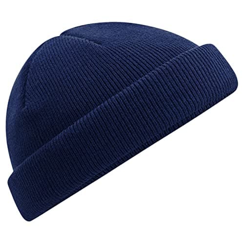 Image of Beechfield - B43R Olive Green Fisherman Style Beanie Hat - Unisex Winter Hat, Classic Knit and One Size Beenie Hat - Double Layer - 100% Recycled Polyester