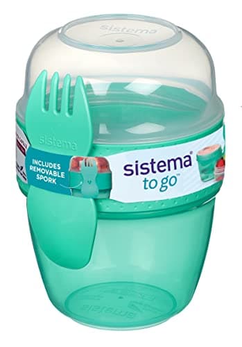 Image of Sistema Snack Capsule To Go | with 2 Compartments & spork | 515 ml | Minty Teal