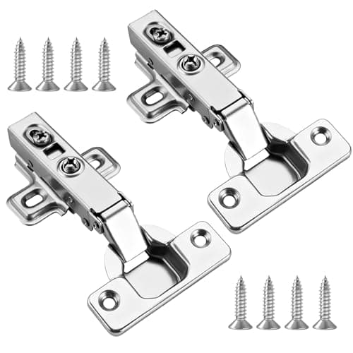 Image of 2Pcs Cabinet Hinges, Kitchen Cupboard Hinges Soft Close Wardrobe Doors 35mm Full Overlay Mute Steel Slow Shut with Screws for Bathroom Bedroom Dining Room B&Q IKEA Mfi Wickes Lift-Off Door
