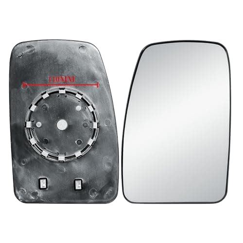 Image of Side Door Wing Mirror Replacement Glass 110mm Passenger Left Side N/S Heated with Back Plate for Renault Master Vauxhall Movano Nissan NV400 Interstar 2010-2024