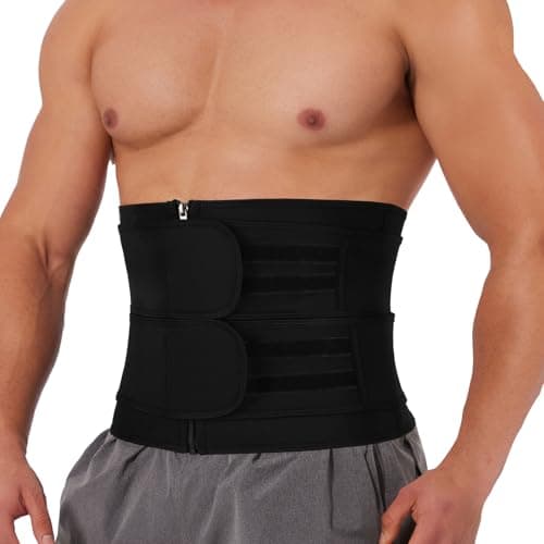 Image of SLIMBELLE Waist Trimmer Belt for Men and Women Neoprene Sweat Belt for Workout Waist Trainer for Tummy Control Slimming Belt for Fitness and Fat Burning Black M